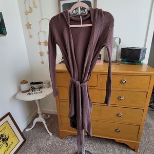 FREE PEOPLE BROWN STRETCHY CARDIGAN WOMENS SIZE XS